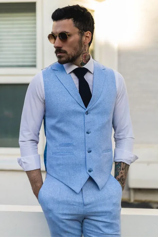 Men's Summer 2 Piece Suit Linen Formal Waistcoat Trousers - Infinity Leather