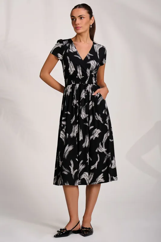 Cap Sleeve Printed Jersey Midaxi Dress - Jolie Moi
