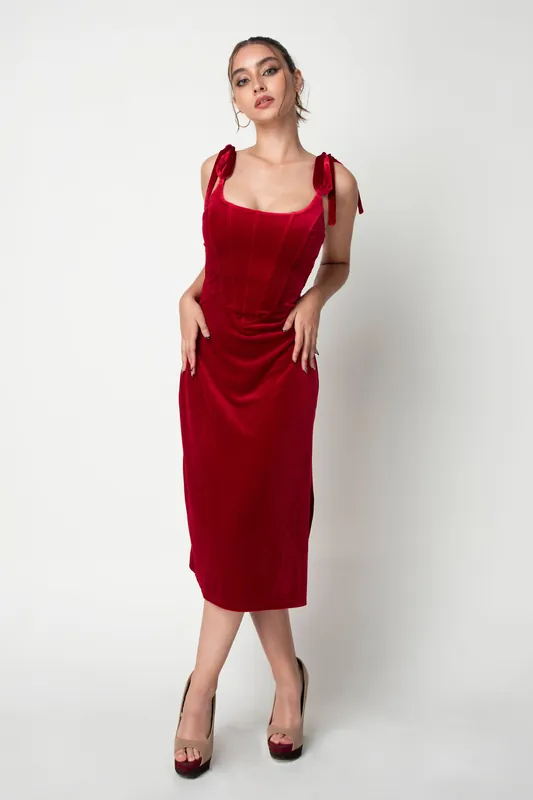 Corset Velvet Dress - DOUBLE SECOND