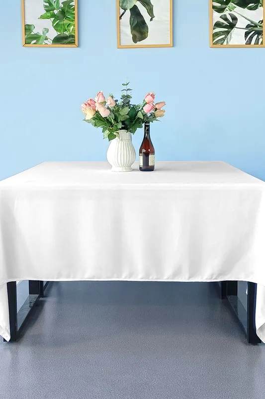 90 Inch Square Table Cloth, Spun Polyester Linen Tablecloth - Neel Blue