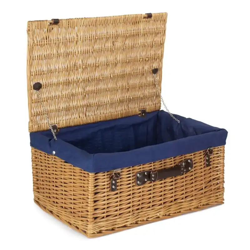 Wicker 60cm Cotton Lined Buff Wicker Basket - Red Hamper