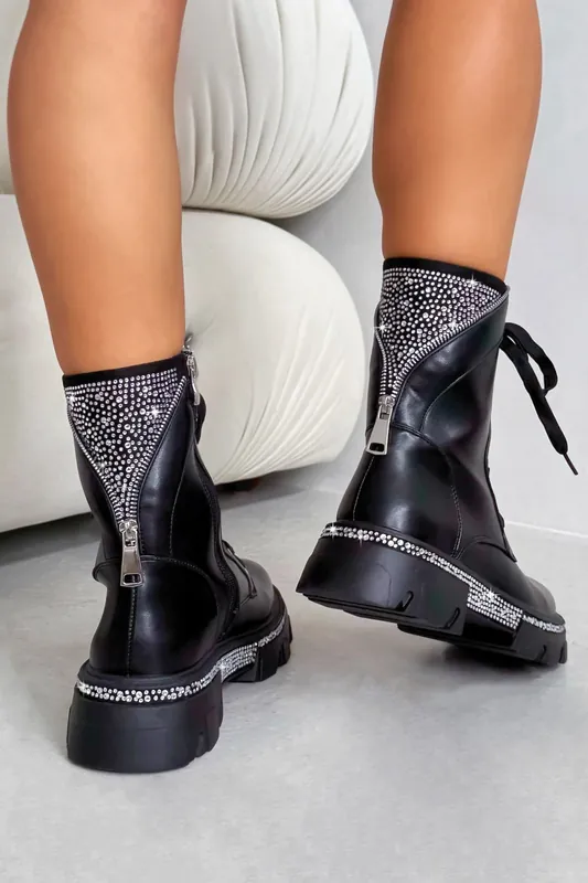 Crystal Glam Warrior Biker Boots - Love Lemonade