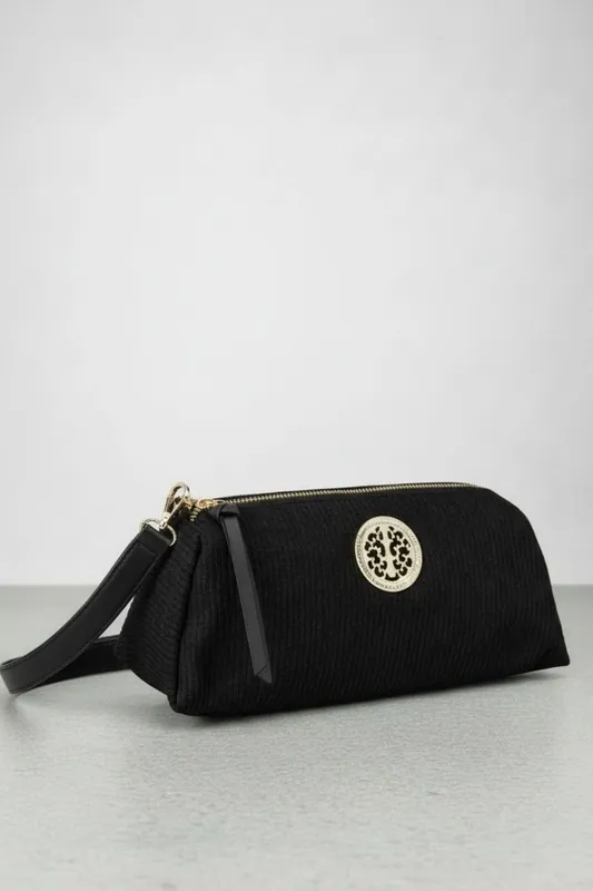 Crossbody Baguette Bag with Gold Detail - SVNX