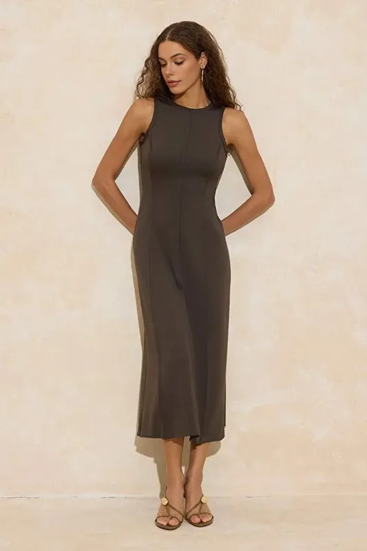 Seam Detail Sleeveless A-Line Maxi Dress