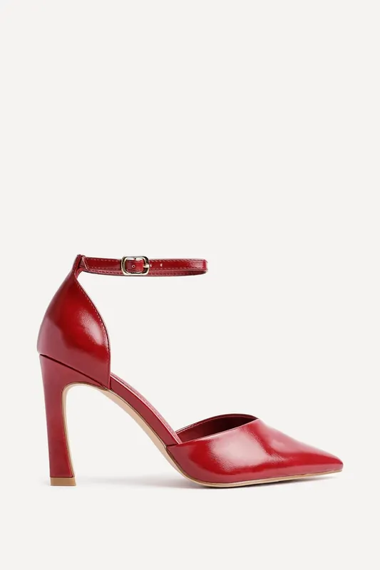Moira Red Faux Leather V Cut Court Heel - Linzi