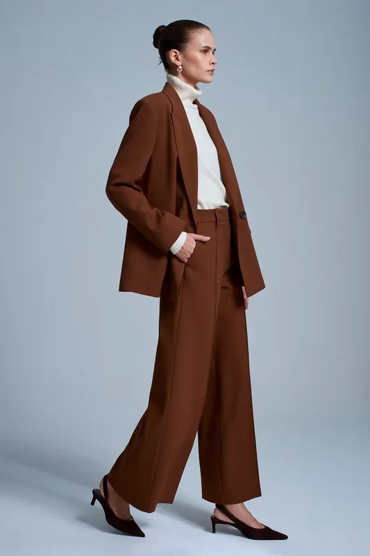 Wide-Leg Crepe Trousers