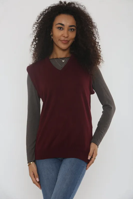 V Neck Sleeveless Knitted Vest - Femme Luxe