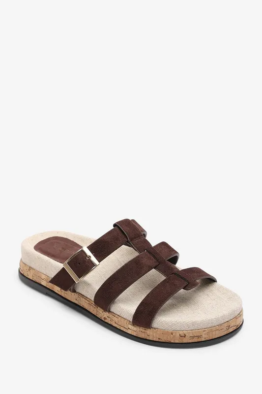 Bambi Multi Strap Footbed Suede Sandal - Where's That From
