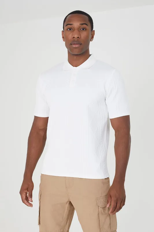 Short Sleeve Jacquard Polo Shirt - Brave Soul