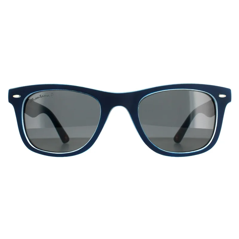 Square Navy Blue Rubbertouch Grey Polarized MP41 Sunglasses - montana
