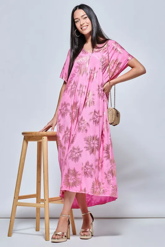 Short Sleeve Tunic Holiday Maxi Dress - Jolie Moi