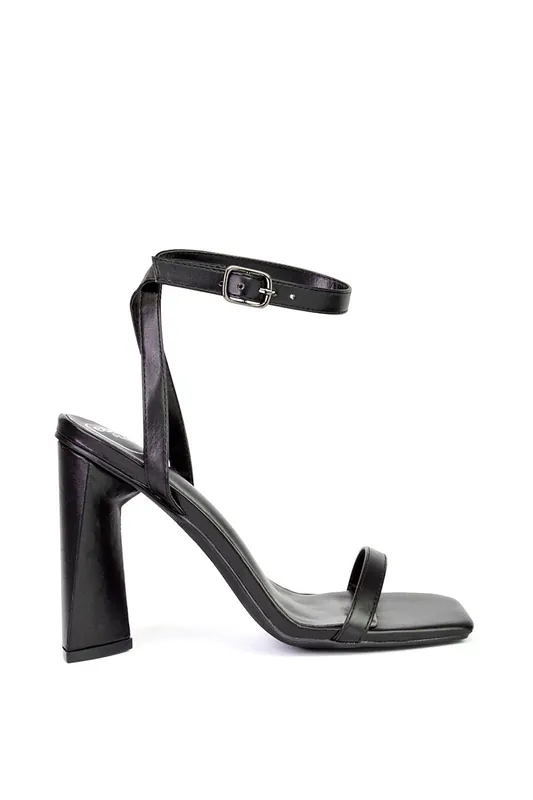 Max' Strappy Square Toe Sculptured Block High Heel Sandals - XY London