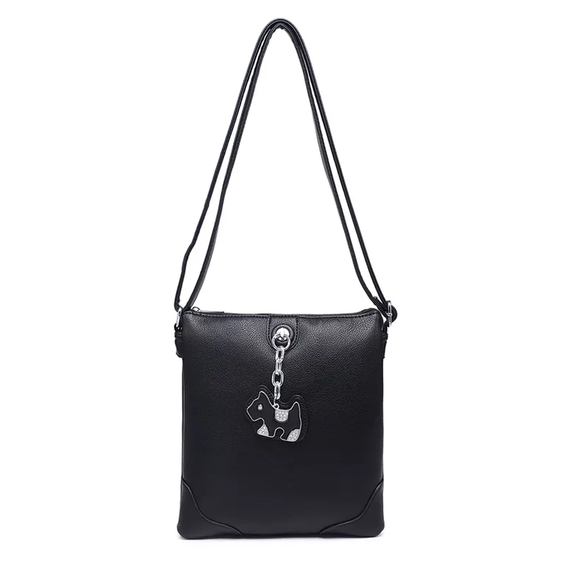 Chic Puppy Charm Faux Leather Crossbody Messenger Bag - Kitise