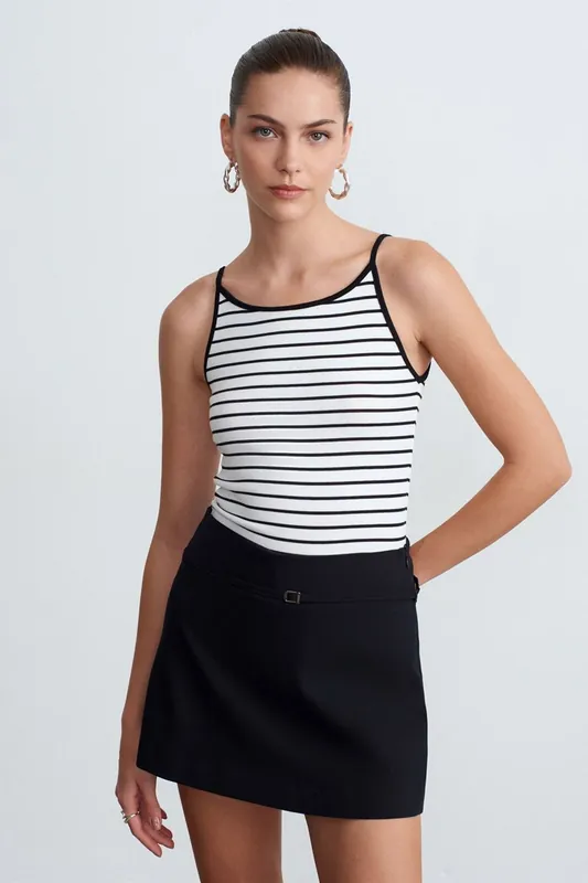 Striped Sleeveless Cami Blouse - Dilvin