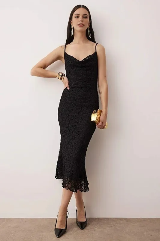 Lace Knit Midi Evening Dress - WOVCOR