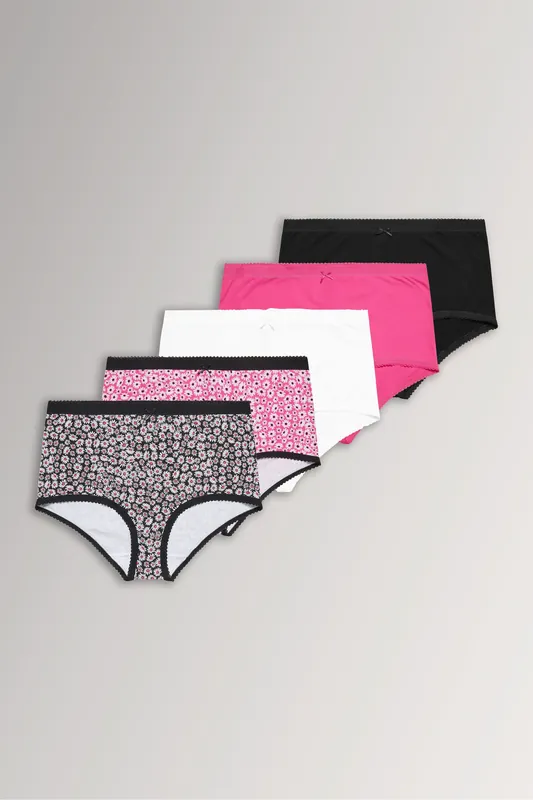 5 Pack Daisy Print Full Briefs - Yours