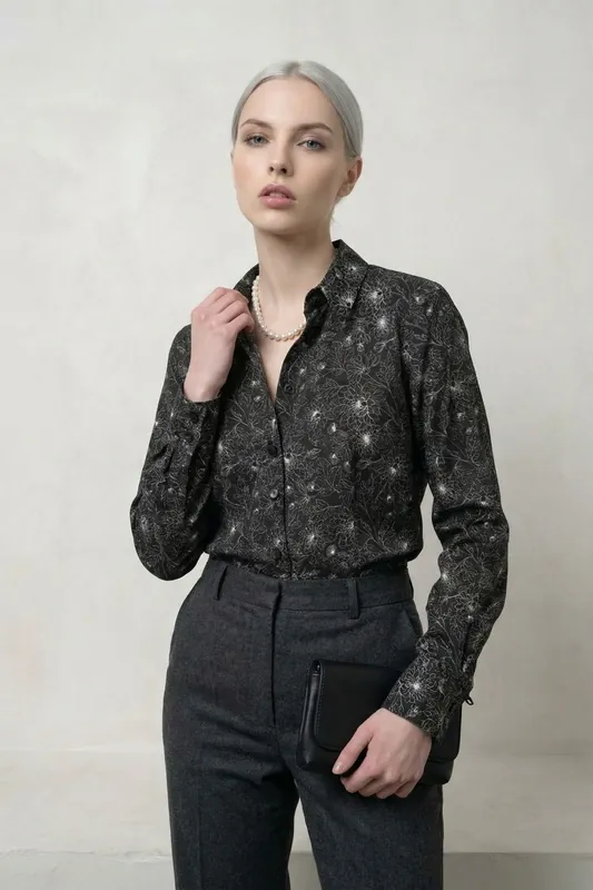 Abstract Print Button-Up Shirt