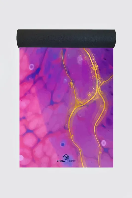 Vegan Suede Microfiber Pink Marble Yoga Mat 4mm - Yoga Studio