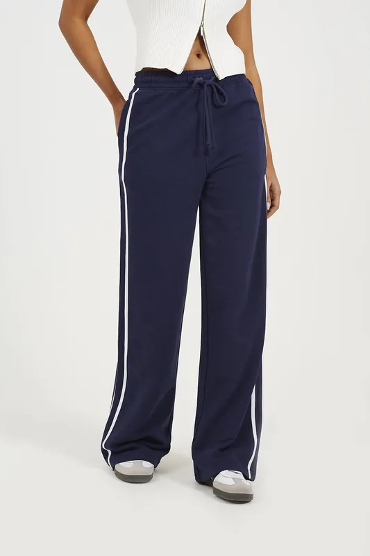 Side Stripe Wide Leg Joggers - Brave Soul