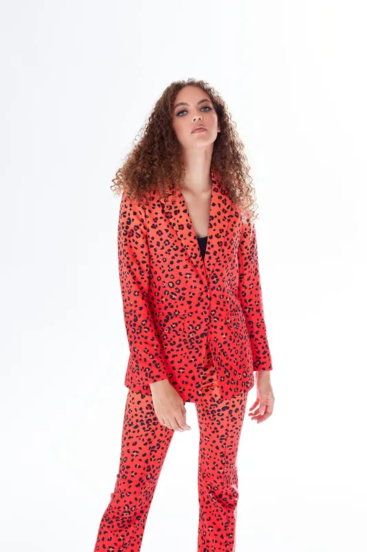 Leopard Print Ombre Suit Blazer In Orange - Liquorish