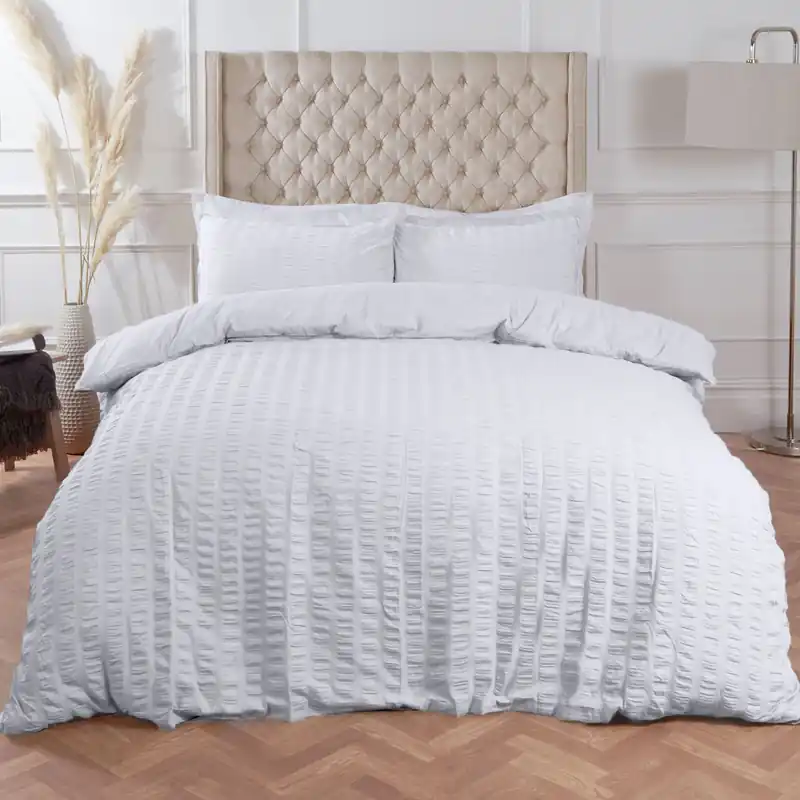Seersucker Duvet Cover with Pillowcase Bedding - OHS