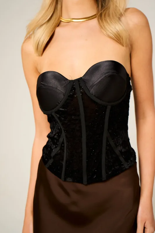 Mesh Sparkle Corset Top - Femme Luxe