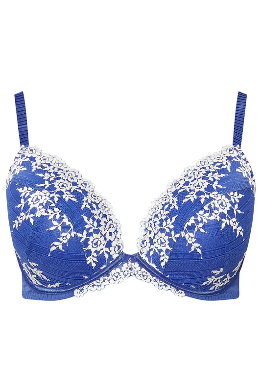 Floral Embroidered Plunge Bra - Yours