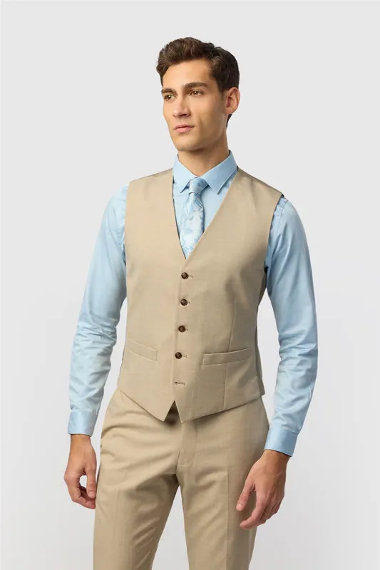 Single Breasted Five Button Slim Fit Suit Waistcoat - Antique Rogue
