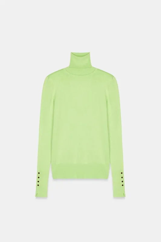 Women's Turtleneck Knit Sweater With Buttons - Dilvin