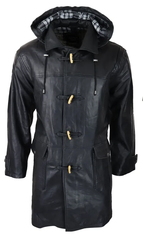 Duffle Leather Coat Fisherman Hooded - TruClothing