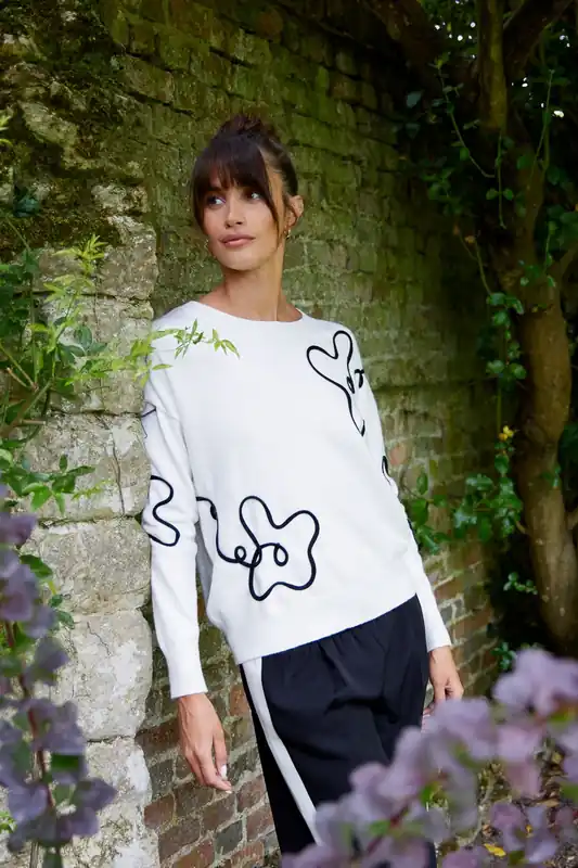Floral Pattern Sweater - Blue Vanilla