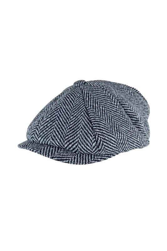 Herringbone Pattern Fleece Lined Winter Newsboy Wool Hat Cap - Sock Snob
