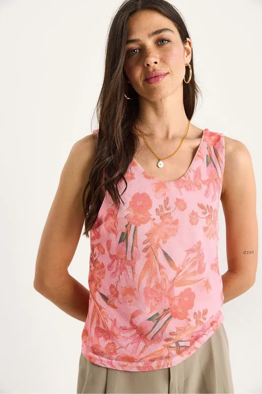 Floral Cotton-Lycra Cami Top