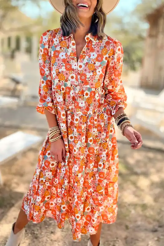 Floral Print Midi Dress - Everyday The Label