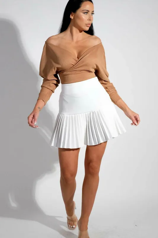 Ribbed Off The Shoulder Crop Top - Femme Luxe