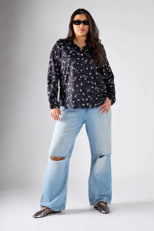 Floral Print Long Sleeve Shirt - Shnoo