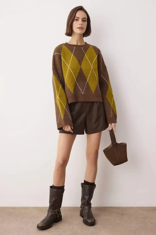Argyle Pattern Knitted Jumper - WOVCOR