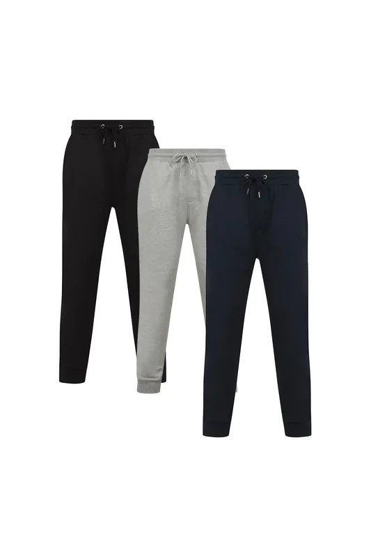 3-Pack Cuffed Joggers with Logo Badge