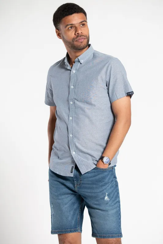 Cotton Chambray Short-Sleeve Shirt