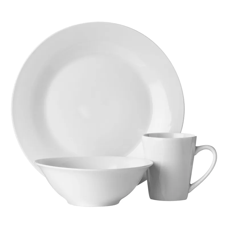 Elegant 12Pc White Porcelain Dinner Set, Versatile Dinner et For Kitchen, Sleek Modern Dinnerware Set - Orsina