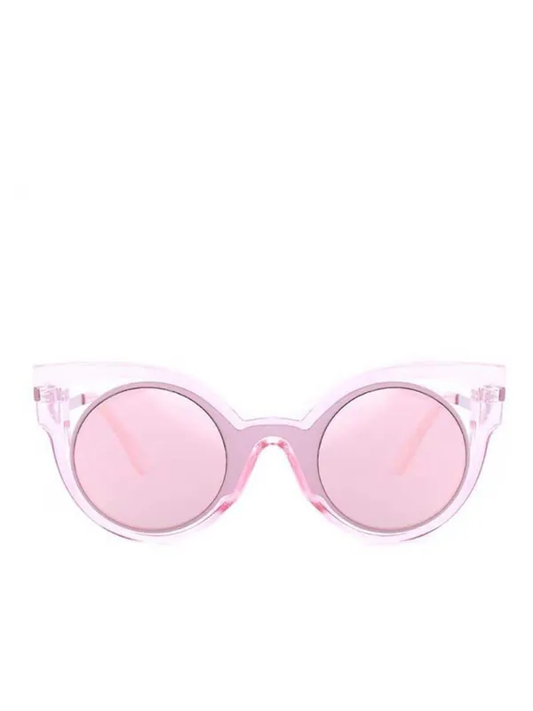 Transparent Pink Sunglasses With Round Lenses And Cat Eye Frame - SVNX