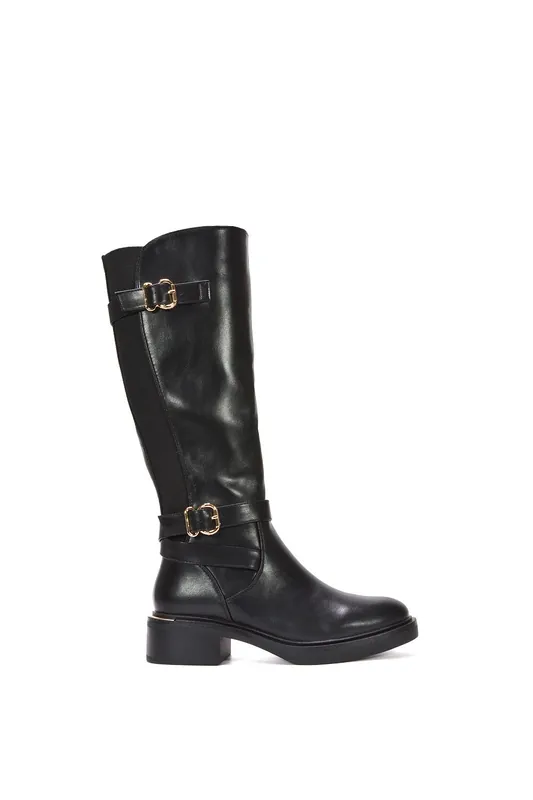 Beatrice' Elasticated Knee High Chunky Biker Boots - XY London