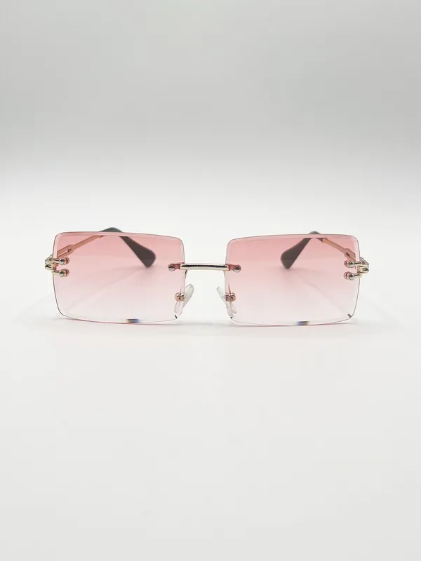 Frameless Square Sunglasses in Pink - SVNX
