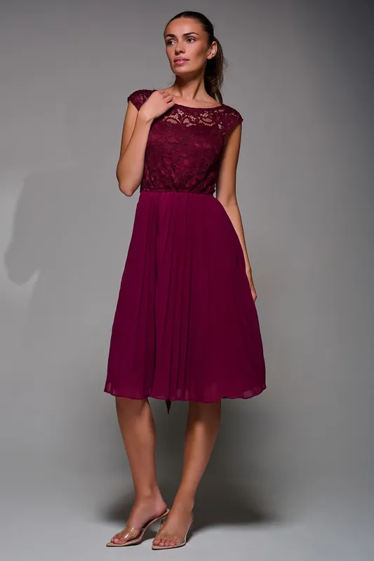 Lace Bodice Pleated Prom Dress - Jolie Moi