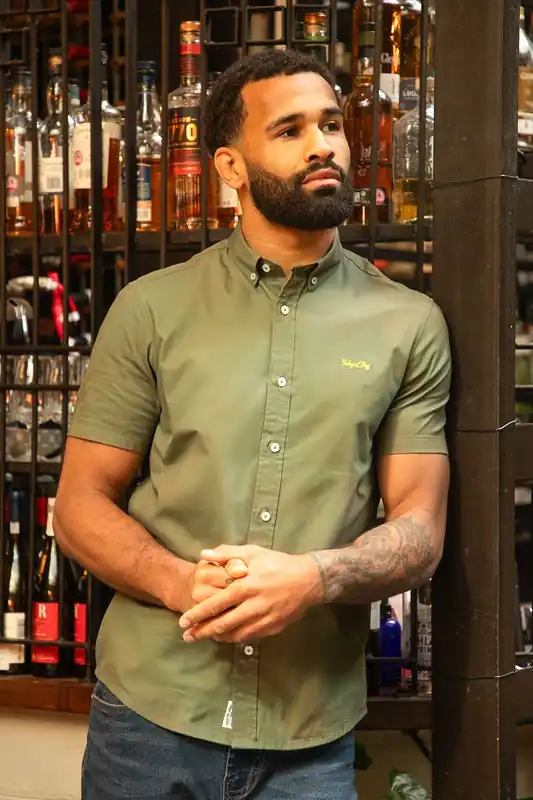 Cotton Short Sleeved Button-Up Oxford Shirt