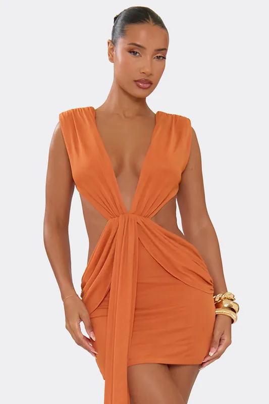 Short Sleeve Ruched Mini Dress - EGO