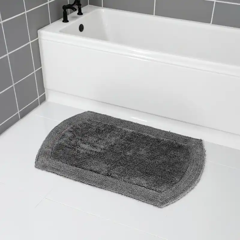 Ultra 100% Cotton Grey Reversible Bath Mat 800 x 500mm - Showerdrape