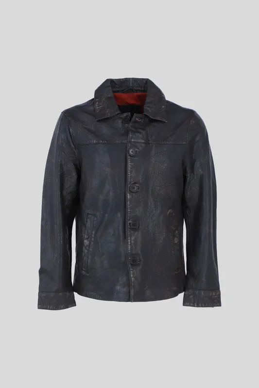 'Class' Real Leather Regular Fit Coat with Button Closure - Ashwood Leather