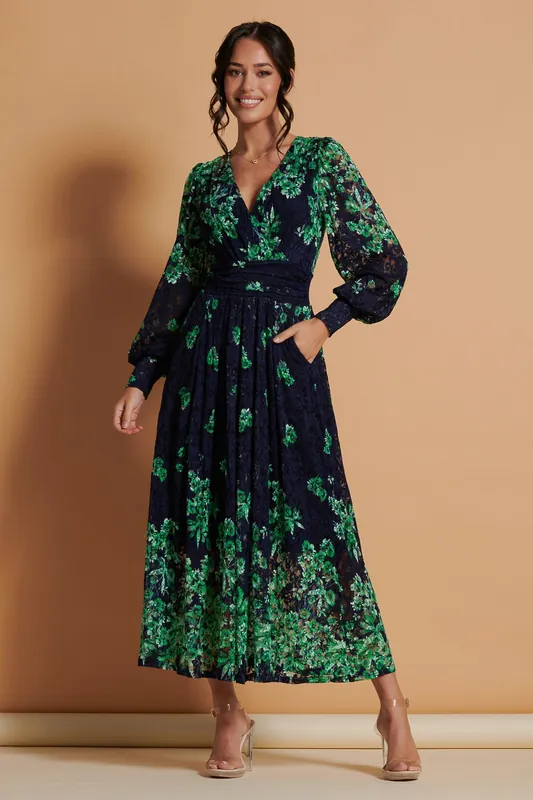 Amica Symmetrical Print Lace Maxi Dress - Jolie Moi