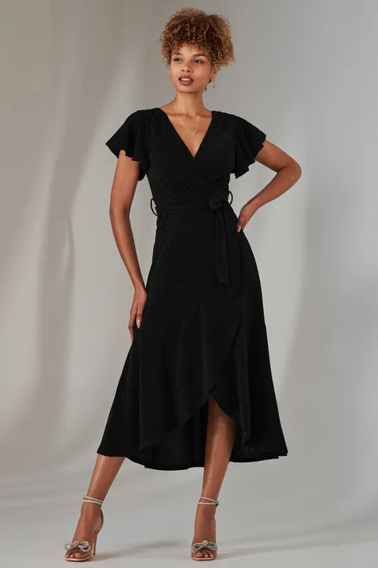 Marlie Metallic Angel Sleeve Maxi Dress - Jolie Moi
